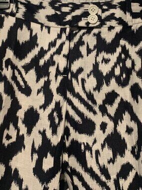 Loft Ladies Black & Cream Abstract Leopard Linen Pants